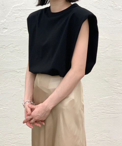 CIAOPANIC（チャオパニック）の「■バイオ天竺肩パットTシャツ（Tシャツ/カットソー・レディース・ホワイト/ブラック・FREE）」の14枚目の写真