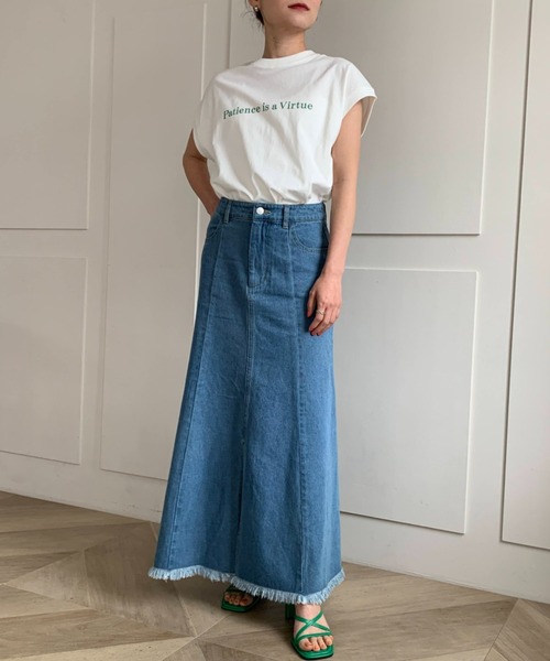 moment+（モーメントプラス）の「コットン100％カラーロゴプリントフレンチスリーブT（Tシャツ/カットソー・レディース・チャコールグレー/ベージュ/オフホワイト/オレンジ/グリーン/杢グレー・M）」の12枚目の写真