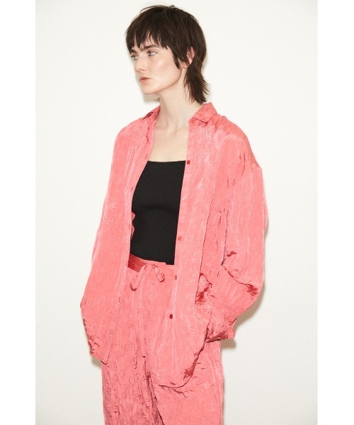 THROW by SLY（スローバイスライ）の「THROW WRINKLE SH シャツ（シャツ/ブラウス・レディース・ピンク/グレー/ベージュ・FREE）」の3枚目の写真