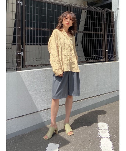 THROW by SLY（スローバイスライ）の「THROW WRINKLE SH シャツ（シャツ/ブラウス・レディース・ピンク/グレー/ベージュ・FREE）」の5枚目の写真