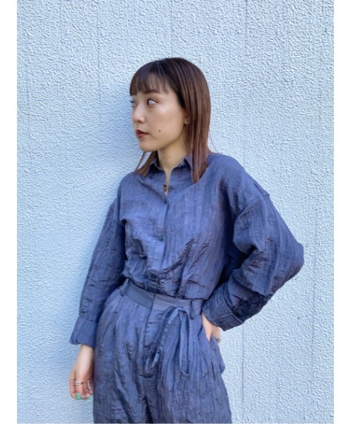 THROW by SLY（スローバイスライ）の「THROW WRINKLE SH シャツ（シャツ/ブラウス・レディース・ピンク/グレー/ベージュ・FREE）」の6枚目の写真