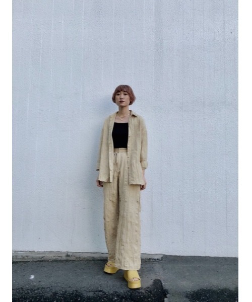 THROW by SLY（スローバイスライ）の「THROW WRINKLE SH シャツ（シャツ/ブラウス・レディース・ピンク/グレー/ベージュ・FREE）」の12枚目の写真