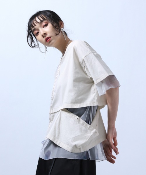 HARE（ハレ）の「リバーシブルチュールスリットＴ(HARE)（Tシャツ/カットソー・レディース・ホワイト/ブラック/グレー/ベージュ・FREE）」の11枚目の写真