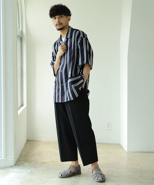 BEAMS（ビームス）の「BEAMS / ストライプ オープン カラーシャツ（シャツ/ブラウス・メンズ・パープル/グレー・SMALL/MEDIUM/LARGE）」の3枚目の写真