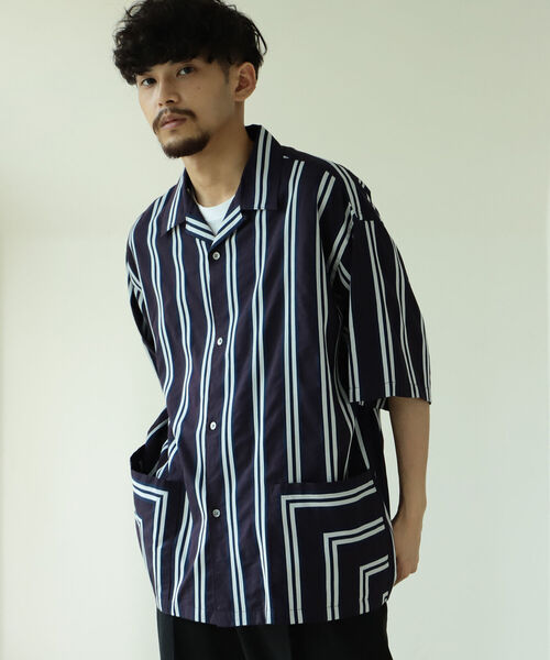 BEAMS（ビームス）の「BEAMS / ストライプ オープン カラーシャツ（シャツ/ブラウス・メンズ・パープル/グレー・SMALL/MEDIUM/LARGE）」の13枚目の写真