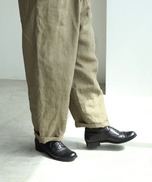 yuni（ユニ　）の「40/-リネン スタンドカラーオールインワン（サロペット/オーバーオール・レディース・カーキ/アイボリー/ブラック・FREE）」の8枚目の写真