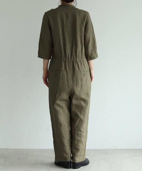 yuni（ユニ ）の「40/-リネン スタンドカラーオールインワン