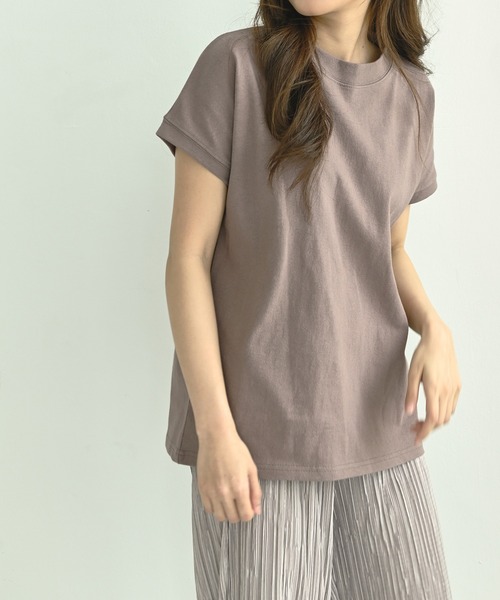 me+em select(ミームセレクト)の「モックネックコットンバスクTシャツ(Tシャツ/カットソー・レディース・アイボリー/クリーム/チャコールグレー/ブラック/モカ・FREE)」の5枚目の写真