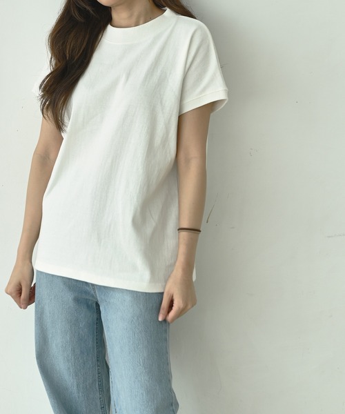 me+em select(ミームセレクト)の「モックネックコットンバスクTシャツ(Tシャツ/カットソー・レディース・アイボリー/クリーム/チャコールグレー/ブラック/モカ・FREE)」の7枚目の写真