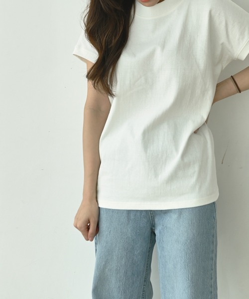 me+em select(ミームセレクト)の「モックネックコットンバスクTシャツ(Tシャツ/カットソー・レディース・アイボリー/クリーム/チャコールグレー/ブラック/モカ・FREE)」の8枚目の写真