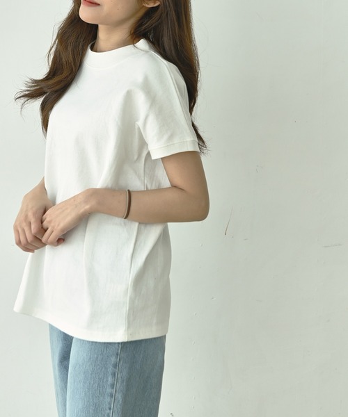 me+em select(ミームセレクト)の「モックネックコットンバスクTシャツ(Tシャツ/カットソー・レディース・アイボリー/クリーム/チャコールグレー/ブラック/モカ・FREE)」の9枚目の写真