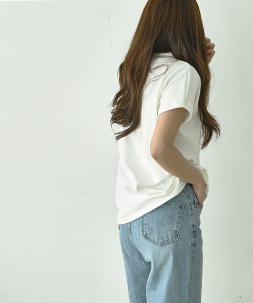 me+em select(ミームセレクト)の「モックネックコットンバスクTシャツ(Tシャツ/カットソー・レディース・アイボリー/クリーム/チャコールグレー/ブラック/モカ・FREE)」の11枚目の写真