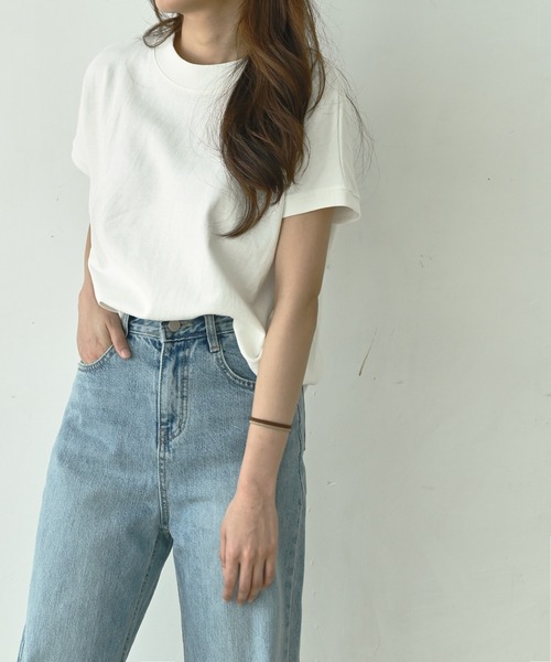 me+em select(ミームセレクト)の「モックネックコットンバスクTシャツ(Tシャツ/カットソー・レディース・アイボリー/クリーム/チャコールグレー/ブラック/モカ・FREE)」の14枚目の写真