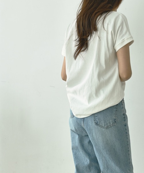 me+em select(ミームセレクト)の「モックネックコットンバスクTシャツ(Tシャツ/カットソー・レディース・アイボリー/クリーム/チャコールグレー/ブラック/モカ・FREE)」の15枚目の写真