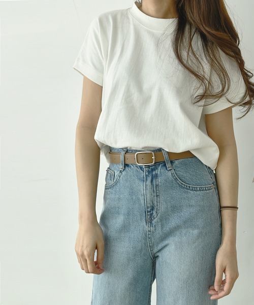 me+em select(ミームセレクト)の「モックネックコットンバスクTシャツ(Tシャツ/カットソー・レディース・アイボリー/クリーム/チャコールグレー/ブラック/モカ・FREE)」の19枚目の写真