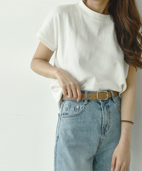 me+em select(ミームセレクト)の「モックネックコットンバスクTシャツ(Tシャツ/カットソー・レディース・アイボリー/クリーム/チャコールグレー/ブラック/モカ・FREE)」の20枚目の写真