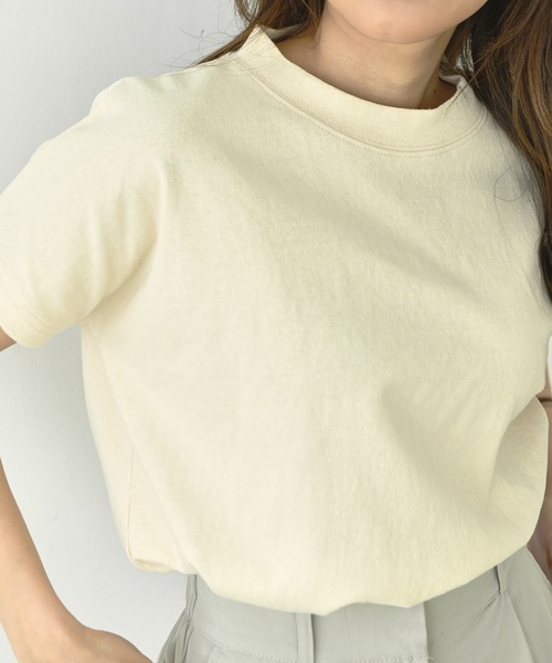 me+em select(ミームセレクト)の「モックネックコットンバスクTシャツ(Tシャツ/カットソー・レディース・アイボリー/クリーム/チャコールグレー/ブラック/モカ・FREE)」の21枚目の写真