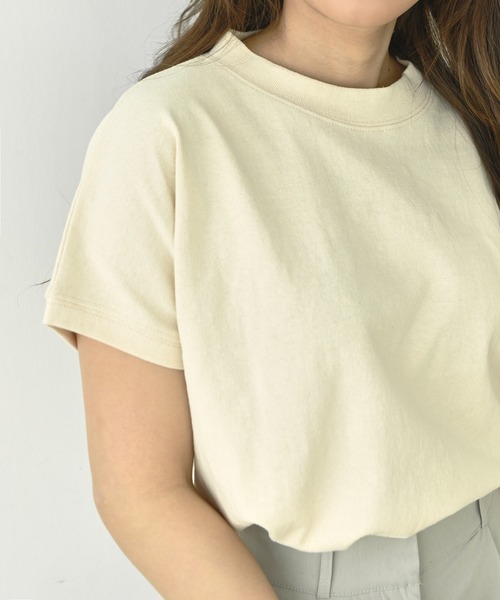 me+em select(ミームセレクト)の「モックネックコットンバスクTシャツ(Tシャツ/カットソー・レディース・アイボリー/クリーム/チャコールグレー/ブラック/モカ・FREE)」の22枚目の写真