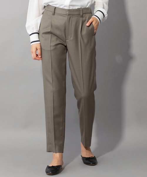 Munich(ミューニック)の「ウールヴィスコース2wayツイル テーパードパンツ(セットアップ可)(スラックス・レディース・ブラック/チャコールグレー/カーキ・XS/S/M)」の3枚目の写真