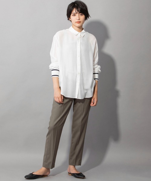 Munich(ミューニック)の「ウールヴィスコース2wayツイル テーパードパンツ(セットアップ可)(スラックス・レディース・ブラック/チャコールグレー/カーキ・XS/S/M)」の4枚目の写真