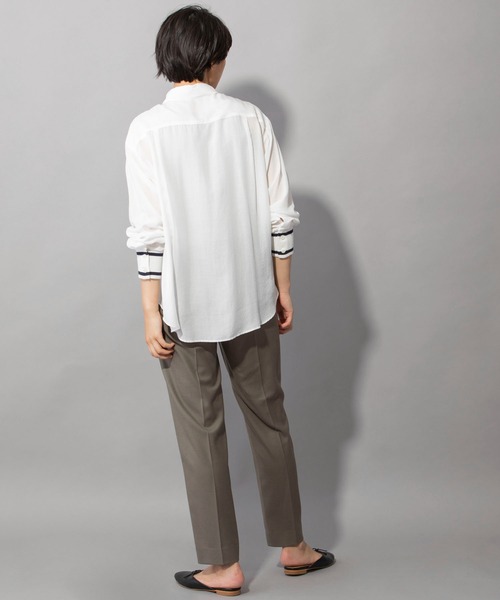 Munich(ミューニック)の「ウールヴィスコース2wayツイル テーパードパンツ(セットアップ可)(スラックス・レディース・ブラック/チャコールグレー/カーキ・XS/S/M)」の6枚目の写真