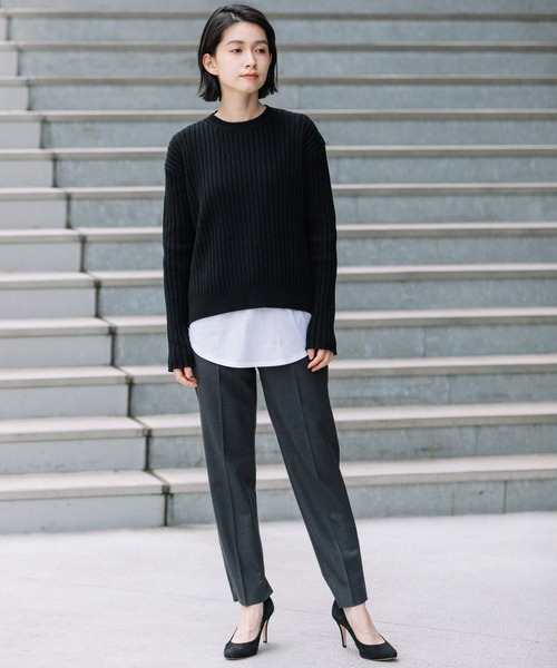 Munich(ミューニック)の「ウールヴィスコース2wayツイル テーパードパンツ(セットアップ可)(スラックス・レディース・ブラック/チャコールグレー/カーキ・XS/S/M)」の19枚目の写真