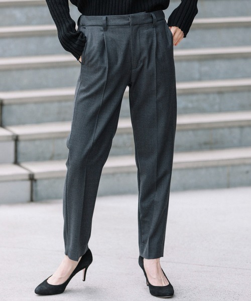 Munich(ミューニック)の「ウールヴィスコース2wayツイル テーパードパンツ(セットアップ可)(スラックス・レディース・ブラック/チャコールグレー/カーキ・XS/S/M)」の21枚目の写真
