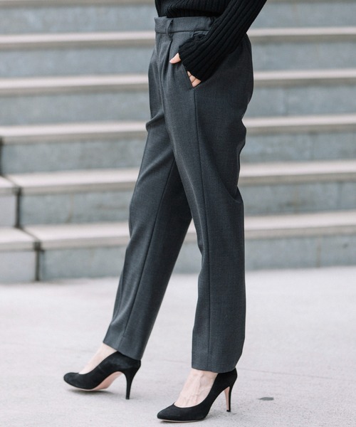 Munich(ミューニック)の「ウールヴィスコース2wayツイル テーパードパンツ(セットアップ可)(スラックス・レディース・ブラック/チャコールグレー/カーキ・XS/S/M)」の22枚目の写真