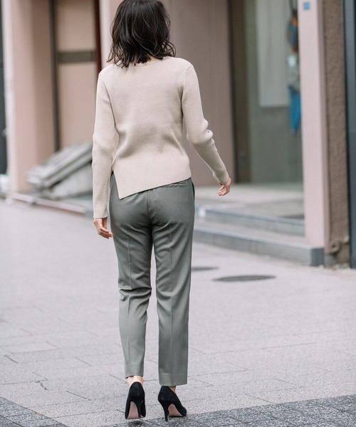 Munich(ミューニック)の「ウールヴィスコース2wayツイル テーパードパンツ(セットアップ可)(スラックス・レディース・ブラック/チャコールグレー/カーキ・XS/S/M)」の17枚目の写真