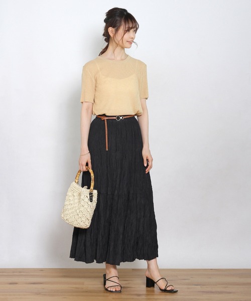 Crisp yours（クリスプユアーズ）の「【WEB限定】ワッシャープリーツティアードスカート（スカート・レディース・ブラック/アイボリー・FREE）」の8枚目の写真