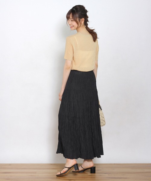 Crisp yours（クリスプユアーズ）の「【WEB限定】ワッシャープリーツティアードスカート（スカート・レディース・ブラック/アイボリー・FREE）」の9枚目の写真