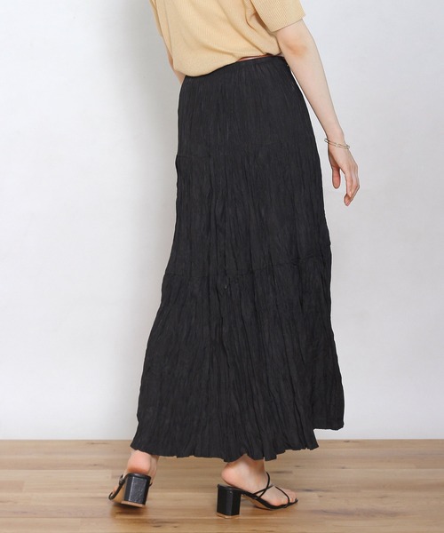 Crisp yours（クリスプユアーズ）の「【WEB限定】ワッシャープリーツティアードスカート（スカート・レディース・ブラック/アイボリー・FREE）」の11枚目の写真