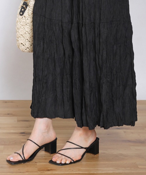 Crisp yours（クリスプユアーズ）の「【WEB限定】ワッシャープリーツティアードスカート（スカート・レディース・ブラック/アイボリー・FREE）」の12枚目の写真