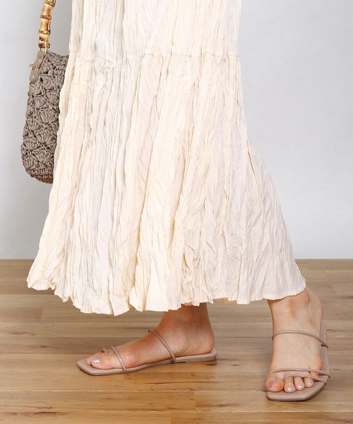 Crisp yours（クリスプユアーズ）の「【WEB限定】ワッシャープリーツティアードスカート（スカート・レディース・ブラック/アイボリー・FREE）」の7枚目の写真