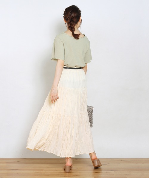 Crisp yours（クリスプユアーズ）の「【WEB限定】ワッシャープリーツティアードスカート（スカート・レディース・ブラック/アイボリー・FREE）」の22枚目の写真