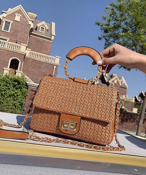 shopnikoniko(ショップニコニコ)の「ペーパー バッグ 2way(かごバッグ・レディース・ブラック/アイボリー/ベージュ/ブラウン・フリー)」の9枚目の写真