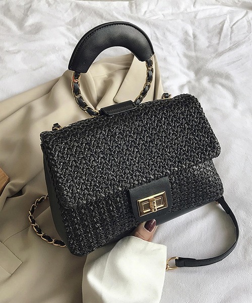 shopnikoniko(ショップニコニコ)の「ペーパー バッグ 2way(かごバッグ・レディース・ブラック/アイボリー/ベージュ/ブラウン・フリー)」の11枚目の写真