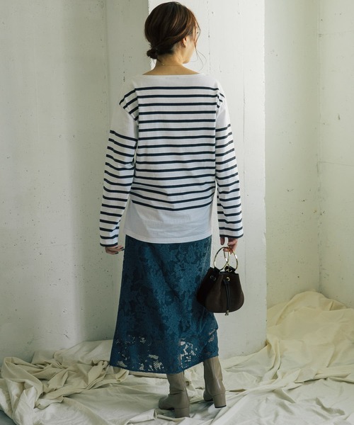 URBAN RESEARCH ROSSO WOMEN（アーバンリサーチ　ロッソ）の「『別注』Le minor×ROSSO　オリジナルパネルボーダープルオーバー（Tシャツ/カットソー・レディース・カーキ/ブラウン系その他/スミクロ・-）」の9枚目の写真