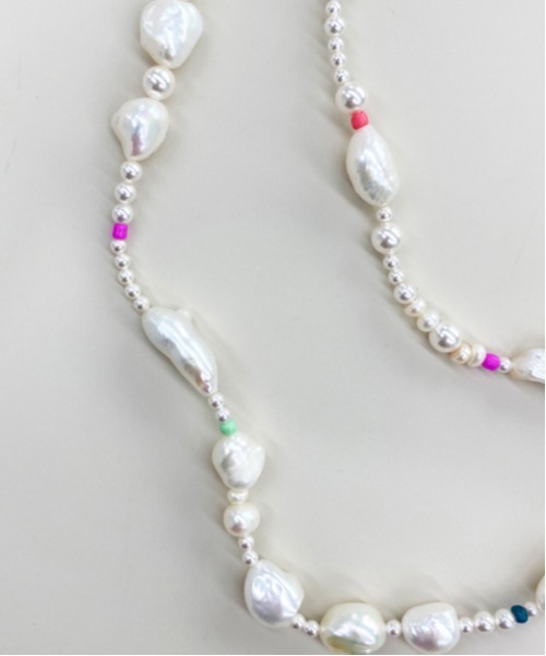 VINTAGE HOLLYWOOD】PEBBLE BEADS OPERA PEARL NECKLACE