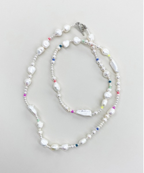 VINTAGE HOLLYWOOD】PEBBLE BEADS OPERA PEARL NECKLACE