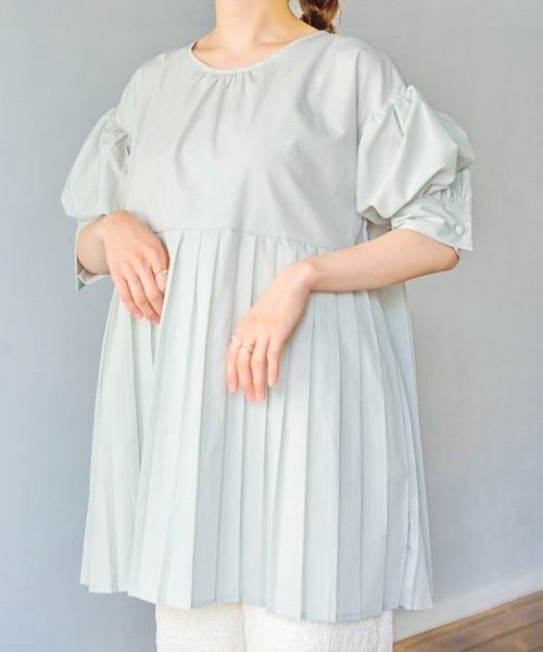 nemne store(ネンネストア)の「プリーツ切替チュニックブラウス(チュニック・レディース・ブラック/ベージュ/オフホワイト/ミント・フリー)」の20枚目の写真