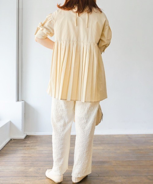 nemne store(ネンネストア)の「プリーツ切替チュニックブラウス(チュニック・レディース・ブラック/ベージュ/オフホワイト/ミント・フリー)」の16枚目の写真