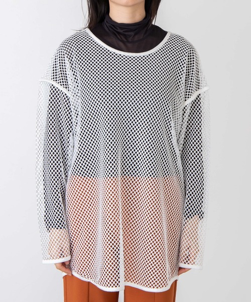 WEGO（ウィゴー）の「WEGO/ビックメッシュロンT（Tシャツ/カットソー・レディース・ホワイト/ブラック・FREE）」の9枚目の写真