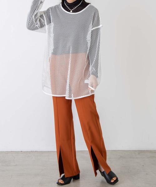 WEGO（ウィゴー）の「WEGO/ビックメッシュロンT（Tシャツ/カットソー・レディース・ホワイト/ブラック・FREE）」の3枚目の写真