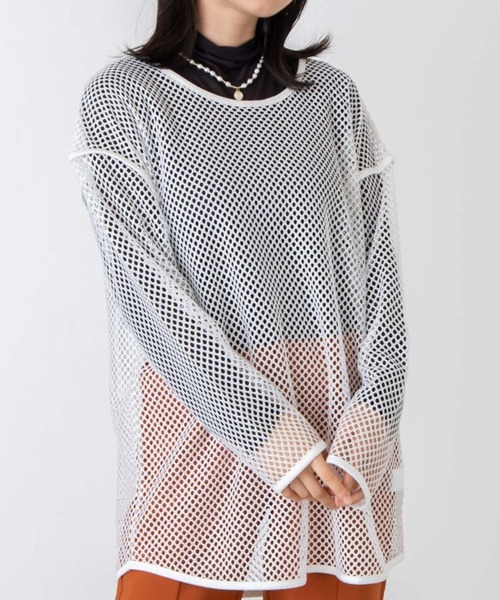 WEGO（ウィゴー）の「WEGO/ビックメッシュロンT（Tシャツ/カットソー・レディース・ホワイト/ブラック・FREE）」の13枚目の写真