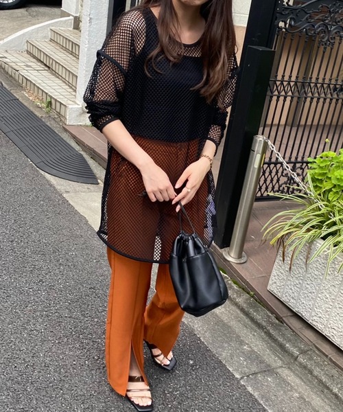 WEGO（ウィゴー）の「WEGO/ビックメッシュロンT（Tシャツ/カットソー・レディース・ホワイト/ブラック・FREE）」の17枚目の写真