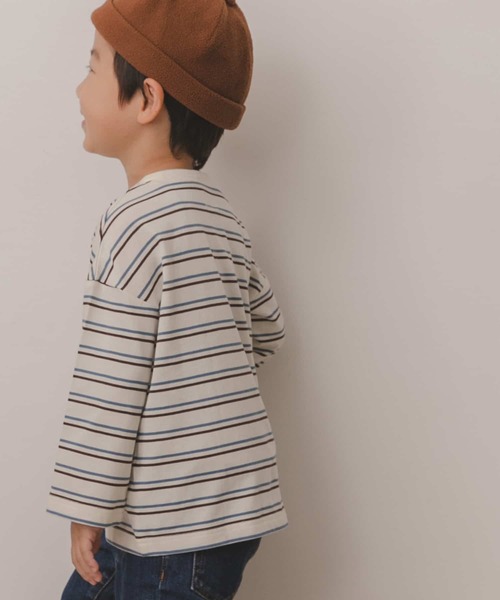 URBAN RESEARCH DOORS(アーバンリサーチドアーズ)の「ランダムボーダーBIGカットソー(KIDS)(Tシャツ/カットソー・キッズ・ブラック/ブルー系その他・90/120/105/135)」の13枚目の写真