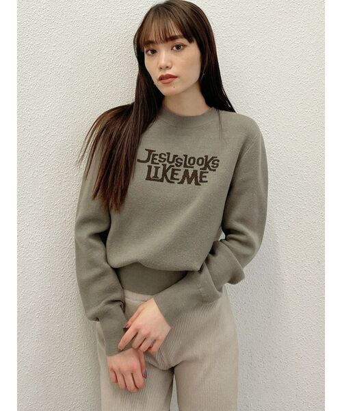 GYDA（ジェイダ）の「JESUS LOOKS LIKE ME ニットTOPS（ニット/セーター・レディース・ブラック/ベージュ/アイボリー・FREE）」の20枚目の写真
