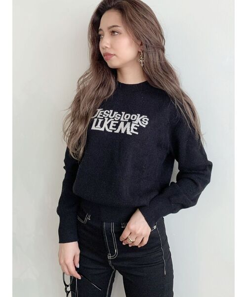 GYDA（ジェイダ）の「JESUS LOOKS LIKE ME ニットTOPS（ニット/セーター・レディース・ブラック/ベージュ/アイボリー・FREE）」の18枚目の写真