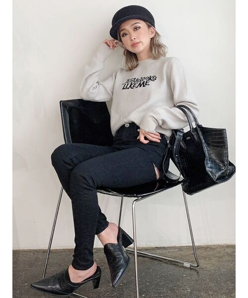 GYDA（ジェイダ）の「JESUS LOOKS LIKE ME ニットTOPS（ニット/セーター・レディース・ブラック/ベージュ/アイボリー・FREE）」の16枚目の写真